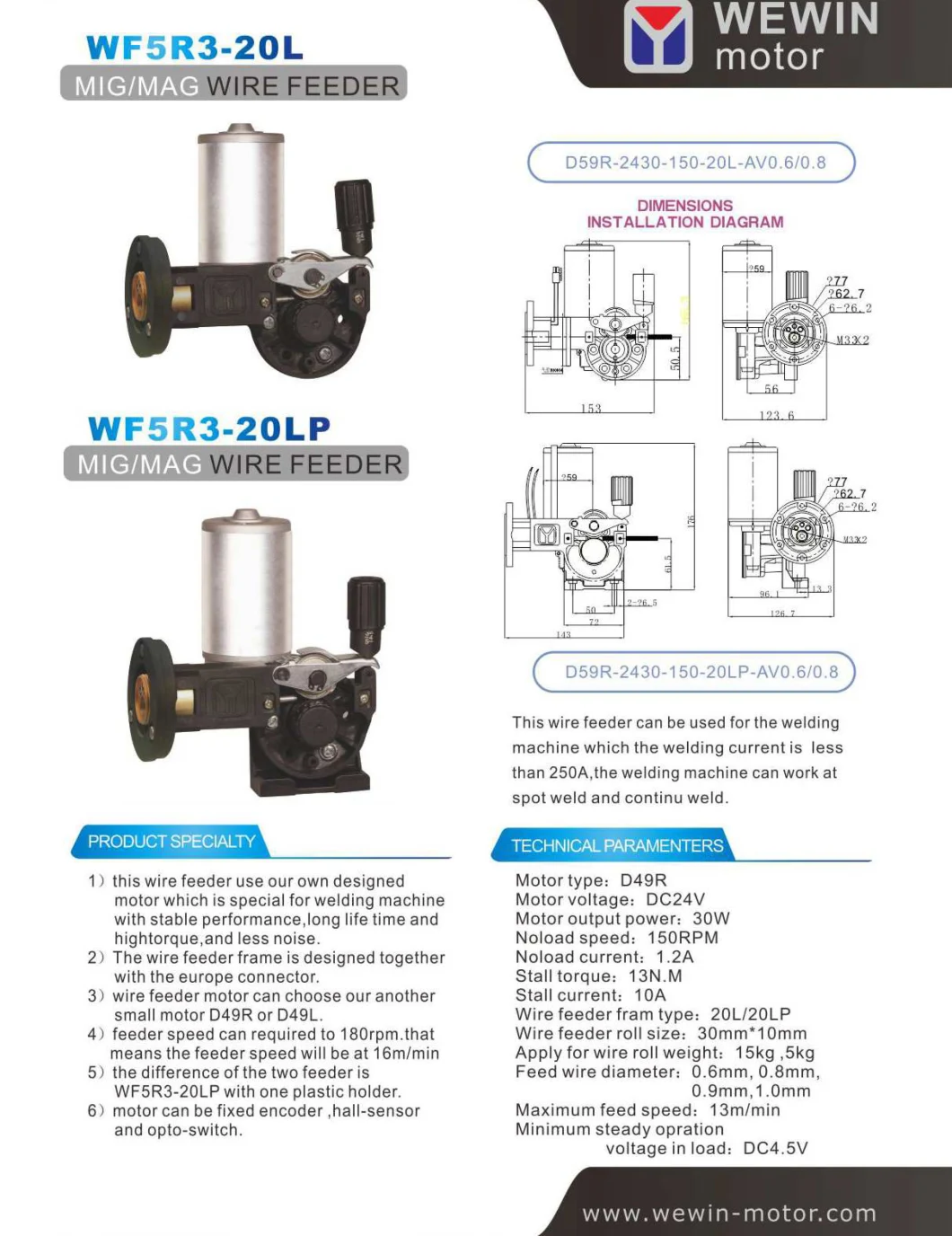 Auto Welding Wire Feeder (D49SR-2420-180-301D-AV0.6/0.8)