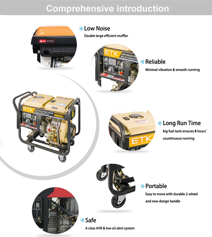 5kw Single Cylinder Air Cooled Portable Emergency Diesel Welder Generator